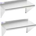 Stainless Steel Shelf 2 Pack 14"x24", Wall Mounted Metal Shelves