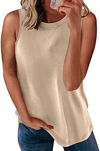 Biucly 2025 Womens Summer Crewneck Sleeveless Basic Tank Tops Casual Camisole Shirts Cute Tops Loose Fit Small