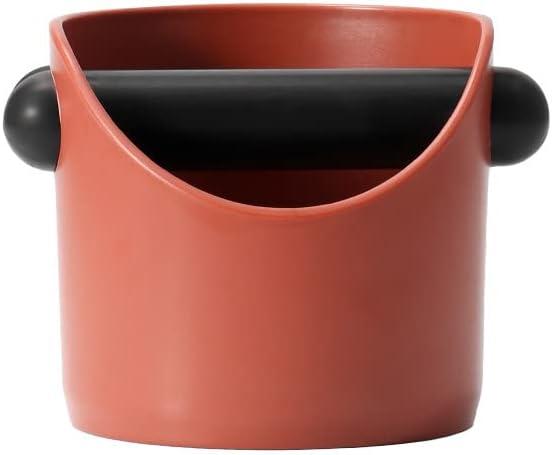 Coffee Knock Box, 4.6 in, Barista Style Espresso Grounds Knock Box, Removable Plastic Knock Rod, Non-Slip Base, Espresso Maker Accessory (Caramel)