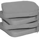 Pcinfuns Outdoor Chair Cushions Set of 4,Thick 19" x 19" x 3" Cushion for Patio Furniture,Round Corner Patio Chair Pads with Ties, Memory Foam Outdoor Seat Cushions,Deep Grey