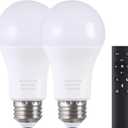 A19 LED Light Bulbs with Remote Control, 800LM 9W (60W Equivalent) Bulbs, Stepless Dimmable 3000K-6000K,E26 Base,CRI 80+,2.4GHz,25000+ Hours Lifespan, Light Bulb for Home Decor, 2Bulb & 1Remote (9W-1 Remote-2 Bulb)