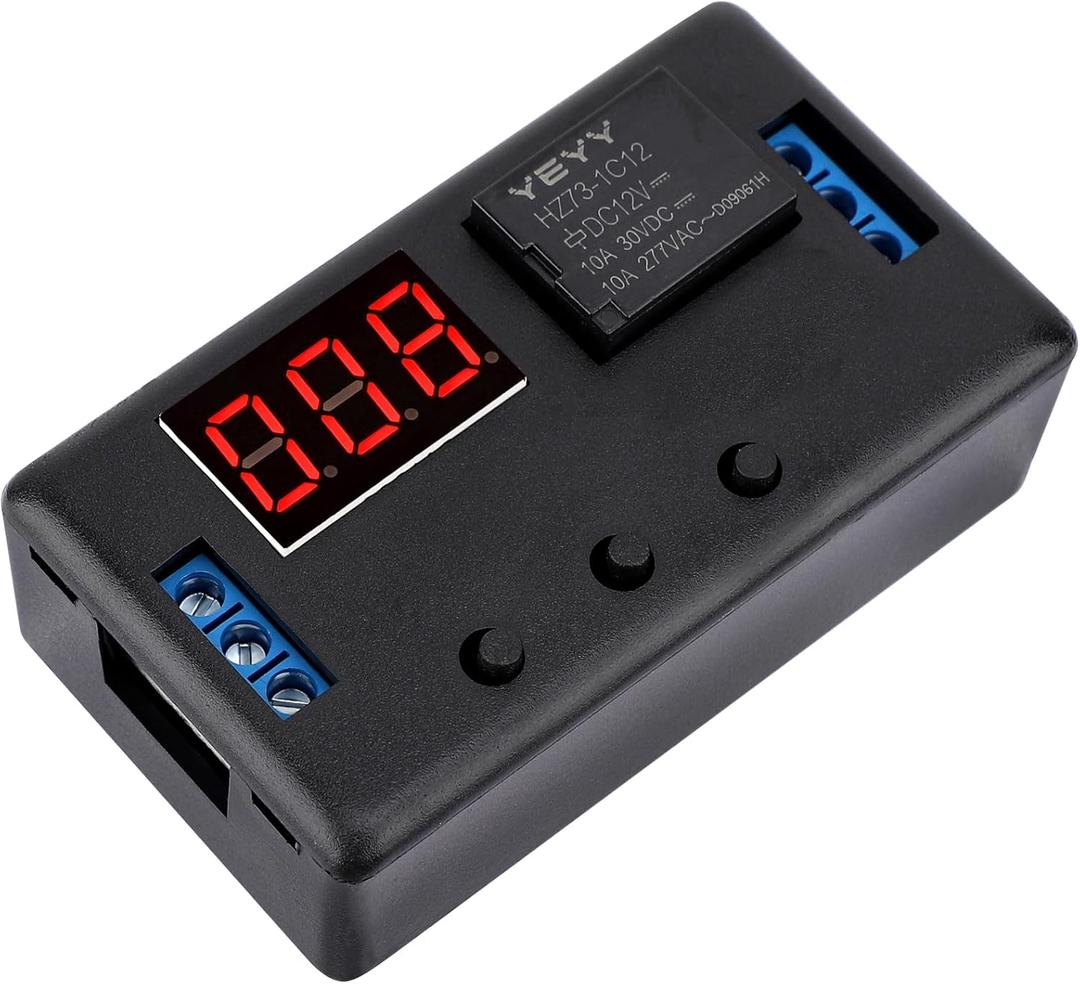 DROK 12V Timer Relay, LED Display 4-Mode On-Off Automotive Time Delay Relay, Electric Delay Timer Switch 0.1s to 999min