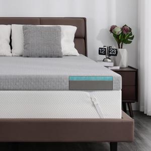 Extra Firm Mattress Topper 3 Inch Queen Size, Firm Memory Foam Bed Topper for Pain Relief, Cooling Gel Mattress Pad High-Density Mattress Topper with Removable Cover, No Smell, CertiPUR-US Certified (Gray-3 Inch-flat Gel)