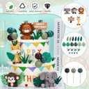 40 Pcs Safari Animal Cake Topper, Realistic Jungle Wild Cake Toppers Animal Figurines with Leaves Grass Balls Cake Decorations for Animals Themed Birthday Party Baby Shower Decorations