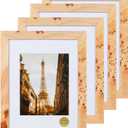 Concepts - 11X14 Burl Wood Picture Frames Matted To 8x10 -Natural Wood Finish Picture Frames for Family Photos - Elegant Wallhung Decor in Bulk , 4 Pack