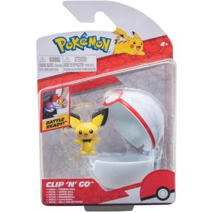 Pokmon PKW2659 - Clip'n'Go Pokball - Pichu & Premier Ball, Official Pokball with Detailed 5 cm Figure