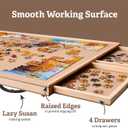 1500 Piece Rotating Wooden Puzzle Board for with 6 Storage Drawers & Protective Cover Jigsaw Puzzle Table - for Adults & Families Home Entertainment & Puzzle Building
