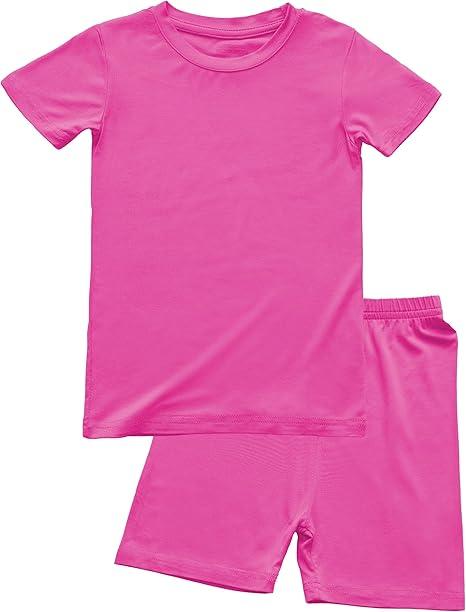 TongKiKi Baby Clothes BABY 2T-10Y Toddler Kids Girls Boys Soft Comfy Short Sleeve Pants and Shirts 2pcs Set Summer Clothing, Short Berry, 5T
