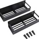Zerodis Magnetic Rack for Refrigerator, 2PCS Seasoning Organizer Gadgets with Hooks Organizer Shelf for Kitchen Organization and Storage (Black)