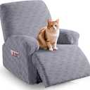 TAOCOCO Oversized Recliner Cover Stretch Recliner Chair Covers, Jacquard Reclining Chair Cover, Furniture Protector Sofa Slipcovers Couch Covers with Elastic Bottom for Kids, Pets (Light Grey) (1 XL Seater)