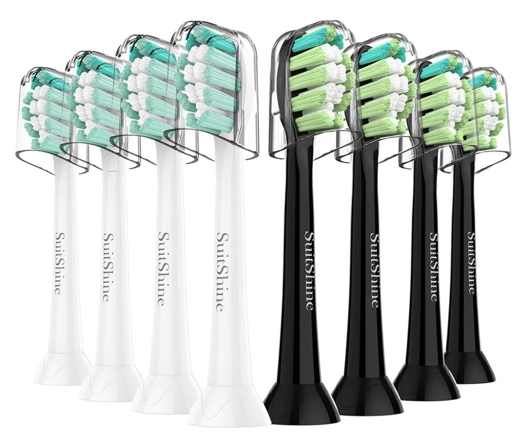 Replacement Toothbrush Heads Compatible with Philips Sonicare and More Click-on Handles 8 Pack Blackwhite