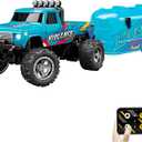 Mini Rc Truck, 1:64 Scale Monster Truck Remote Control Car with Lights, 2.4Ghz Remote Control, Speed/Steering Adjustable (Blue-B)