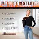 Thermal Underwear Tops for Women Long Sleeve Crewneck Shirts - Fleece Lined Soft Stretch Fitted Baselayer for Winter (Pink)