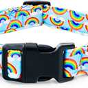 Tunkoo Pride Dog Collar Rainbow Cloud, Cute Adjustable Striped Collar with Strong Plastic Buckle - for Small Medium Large Pets, M