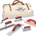 MARSHALLTOWN Concrete Apprentice Tool Kit in Canvas Bag, Includes 6 Concrete Tools, Finishing Trowel, Hand Float, Groover, Edger, Wood Float, Margin Trowel, Made in the USA, CTK2