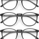 IBOANN Chic & Comfy Blue Light Glasses for Women - 3-Pack Round Frames, Screen-Ready Style with UV Protection Coating