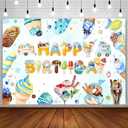 7x5ft Birthday Backdrop for Kids - Summer Ice Cream Happy Birthday Party Decorations Cake Truck Photography Background Banner Props (Blue)