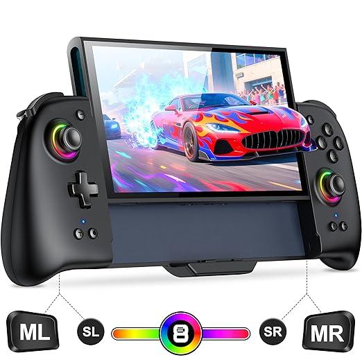 Gammeefy Switch 2 Controller – Hall Effect Joysticks & Enhanced Grip – One Piece Switch Joypad Replacement Switch 2 Pro Controller with 8Color RGB Lighting, Turbo, Macros, KeyLinker App Black