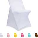 Folding Chair Covers White, Spandex Chair Slipcovers 6 PCS, Universal Fitted Chair Slipcovers for Wedding, Party, Banquet, Holidays, Celebration