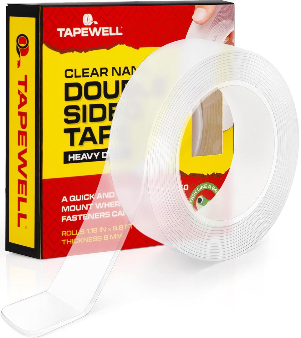 Double Sided Tape Heavy Duty, Mounting Tape, Adhesive Strips for Pictures, Posters, Carpets & More (1.18  x 9.8 Ft)