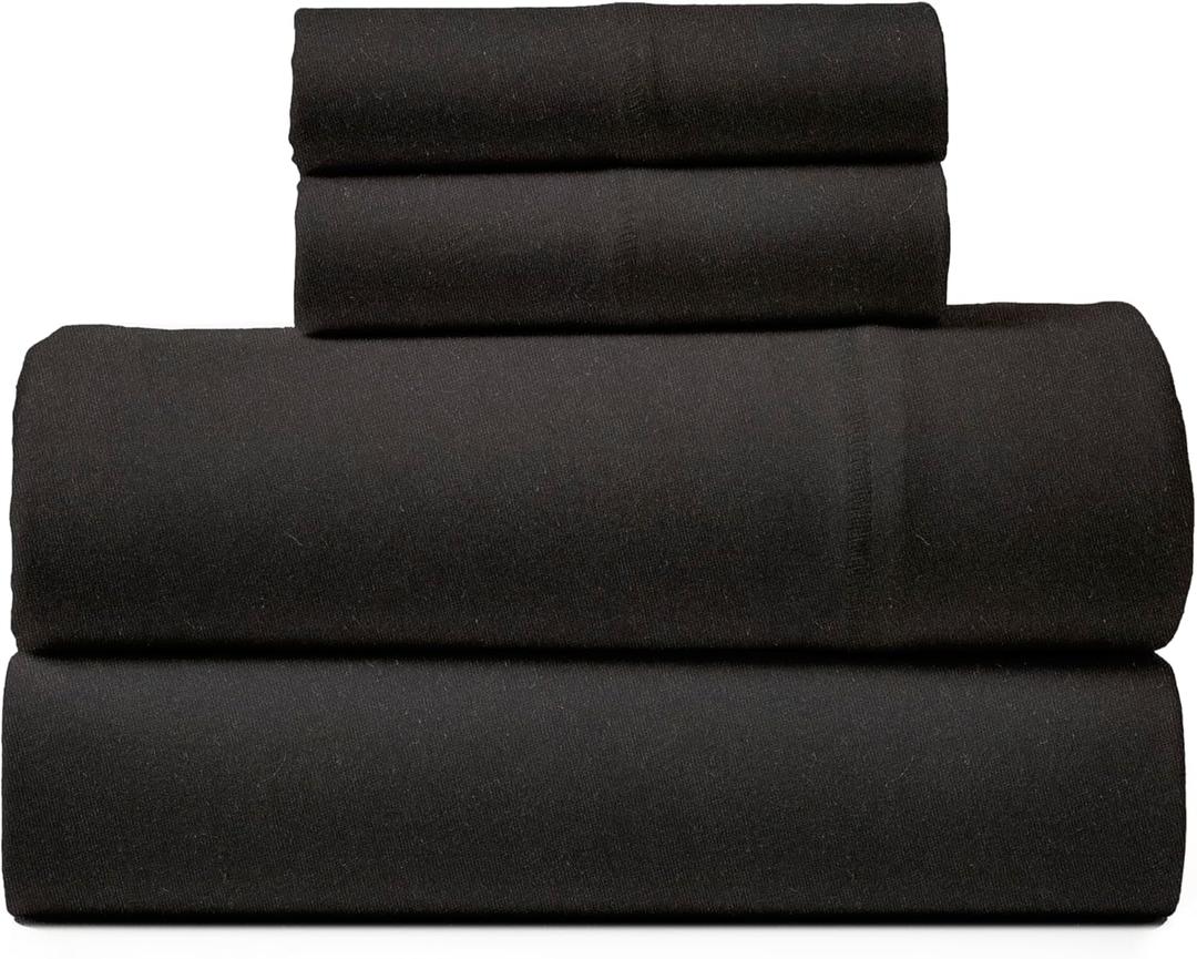 Road Trip America Jersey Sheets Set - Cotton (4 Pieces) All Seasonal Deep Pockets Soft Cozy Knit Stretchy Bed Sheets - Hotel and Residential Quality (Black, King)
