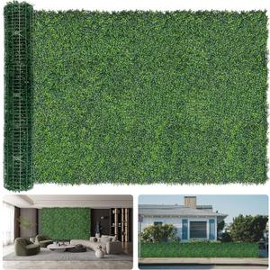 Artificial Boxwood Roll Panels: 60"x128" (53.5 sqft) UV-Anti Faux Hedge Privacy Screen - 4-Layer Fake Greenery Ivy Vine Grass Wall for Garden, Patio, and Balcony Backdrop Decoration