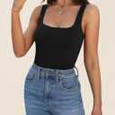 Womens Tank Tops Dressy Summer Sleeveless Shirts Sexy Square Neck Double Lined Fitted Tops T Shirts Blouses (XS)
