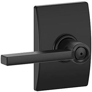 Schlage F40 LAT 622 CEN Latitude Door Lever with Century Trim, Bed & Bath Privacy Lock, Matte Black