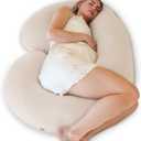 Pharmedoc Pregnancy Pillows, C-Shape Full Body Pillow  Jersey Cover Beige  Pregnancy Pillows for Sleeping  Body Pillows for Adults, Maternity Pillow and Pregnancy Must Haves, New Mom Gifts