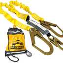 KwikSafety - Charlotte, NC - Python [External Shock Absorber] Double Leg 6ft Safety Lanyard OSHA ANSI Fall Protection Restraint Equipment Snap Rebar Connectors Construction Arborist Roofing