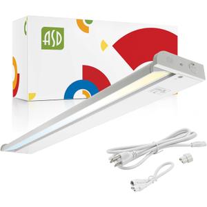 ASD Swivel LED Under Cabinet Lighting, 32 Inch 16W, Hardwired or Plug-in, 2700K/3000K/4000K, Hi/Low Switch, Rotatable Lens, Dimmable Linkable Under Counter Light for Kitchen, ETL & Energy Star