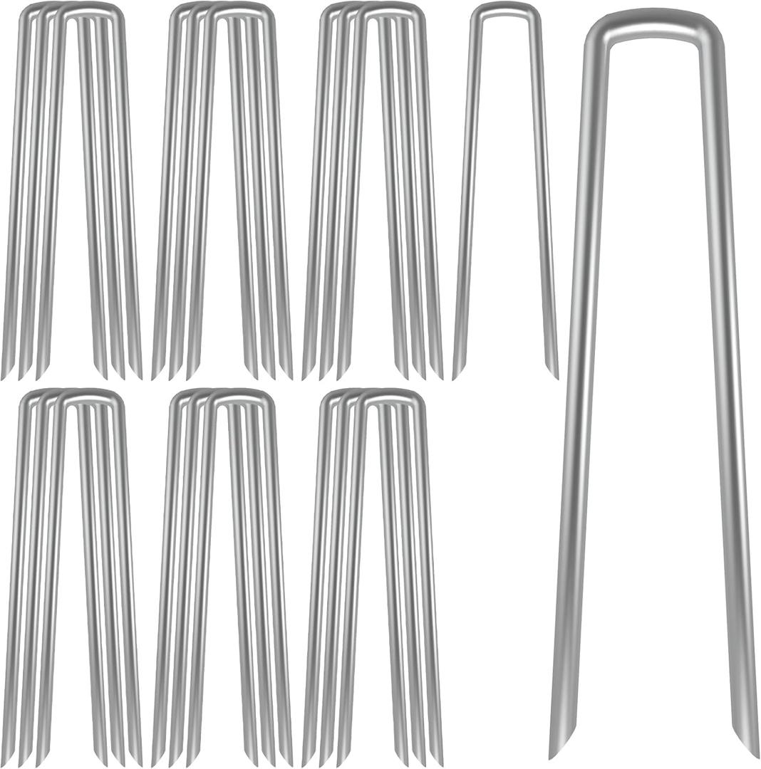 AAGUT Landscape Staples 12 Inch Galvanized Anti-Rust Garden Stake 11 Gauge