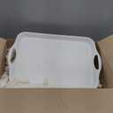 Extra Large Serving Tray with Handles, 20x13 inch, Set of 2 Melamine Platters for Serving Food, Turkey, Cookie, Rectangular Trays for Eating, Raised Dots Matt Finished, Dishwasher Safe, White