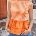 Tankaneo Womens Summer Striped Peplum Tank Tops, Small