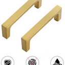 Ravinte 10 Pack Solid 3 Inch Kitchen Square Cabinet Handles Brushed Brass Drawer Pulls Kitchen Cabinet Hardware Handles