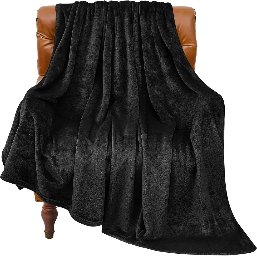 BEDELITE Fleece Blanket Twin Size for Bed, Luxury Plush Cozy Fuzzy Blanket 60x80 inches, Super Soft Warm Lightweight Throw for Travel Camping (Black)