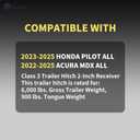 TangMiGe Class 3 Trailer Hitch, 2-Inch Receiver, Compatible with Honda Pilot 2023 2024 2025, Acura MDX 2022 2023 2024 2025, Bright Black Color