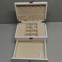 Pinzoveco Jewelry Box for Women, Rustic Wooden Jewelry Organizer Box for Storage Earrings Rings Necklace Bracelet, Farmhouse Style Wood Jewelry Boxes & Organizers (White)