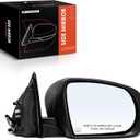 A-Premium Passenger Side Power Door Mirror - Compatible with Jeep Cherokee 2014 2015 2016 2017 2018 - Heated Manual Folding Black Outside Rear View Mirror - Replace# 68164060AD