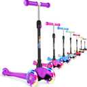 BELEEV A1 Scooter for Kids Ages 2-6, 3 Wheel Kick Scooter for Toddlers Girls Boys, Light up Wheels, Adjustable Height, Lean to Steer, Non-Slip Deck, Lightweight Push Scooter for Children (Purple)