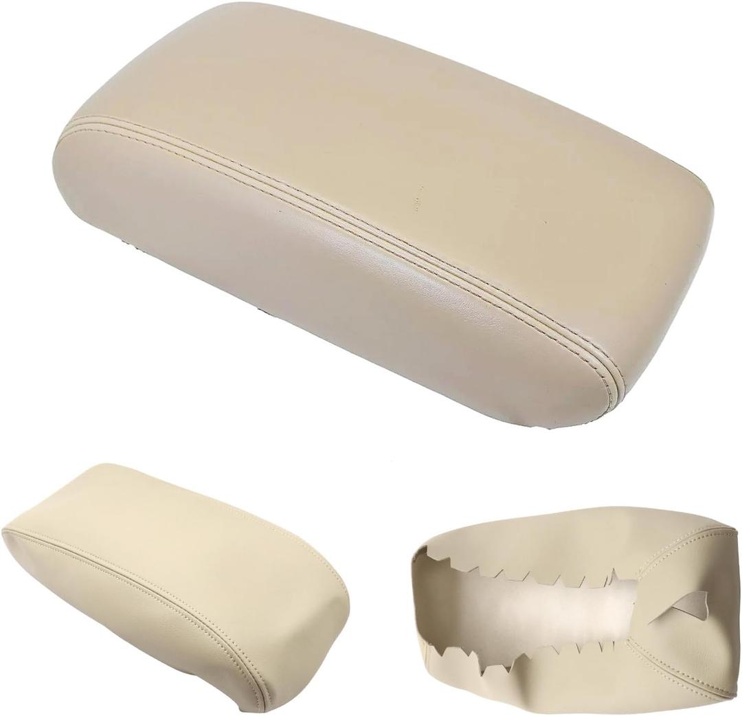 NLQR 1Pcs Center Console Lid Replacement Armrest Cover Beige Tan Microfiber Leather Compatible with Jeep Grand Cherokee 2011-2019 Compatible with Dodge Durango 2011-2020