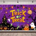7x5ft Halloween Trick or Treat Backdrop Banner for Kids Birthday Party Decoration Cute Spooky Castle Pumpkin Graveyard Halloween Theme Background Friends Outdoor Photoshoot Props