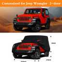 7 Layers Car Cover Custom Fit Jeep Wrangler 2 Door JK JL CJ YJ TJ Sahara 1987-2025, Heavy Duty Waterproof All Weather Full Exterior Cover Outdoor Protection with Door Zipper & Cotton, Black