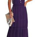 PRETTYGARDEN Women's 2026 Summer Maxi Dress Spaghetti Strap Sleeveless High Waist Beach Vacation Long Sundresses (Medium, Dark Purple)