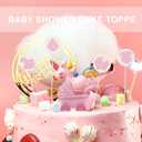 HOMSFOU Baby Shower Cake Decorations Stroller Cake Topper Baby Bottle Edible Toppers 2.55X1.57X1.37 Inch 5 Pieces for Toddler Birthday Party