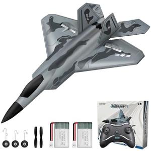 HAWK'S WORK 2 CH RC Airplane, F-22 Plane Ready to Fly, 2.4GHz Remote Control, Easy to Fly RC Glider for Kids & Beginners