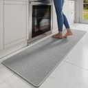 YDKGL Kitchen Mats for Floor, Super Absorbent Kitchen Rugs Non Slip Washable, Soft Imitation Linen Braided Runner Rug, Standing Mat Kitchen Sink Mat, Easy to Clean, Gray 17x71