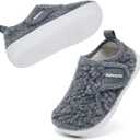 Baby Fuzzy Warm Cozy Cotton Winter Slippers for Boys Girls (Gray)