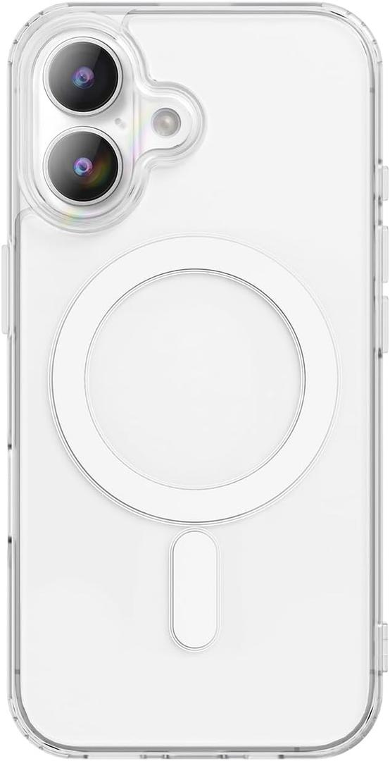 Clear Case Compatible with Magsafe iPhone 16 Case Magnetic Transparent Phone Case with Big Ring, Shockproof Slim Fit Protective Cover, Anti-Yellow TPU Bumper for iPhone 16