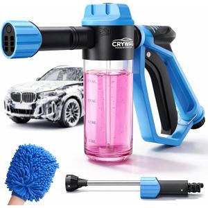 Car Wash Foam Gun for Garden Hose, Foam Cannon Car Wash Kit with Microfiber Wash Mitt, High Pressure Nozzle & 3 Spray Modes, Hose Foam Blaster for Cars, Trucks, RV, Motorcycle Cleaning - Blue